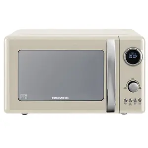 Daewoo Kensington Cream Retro Matching Kettle Toaster and Microwave Set 3000W Jug, 4 Slice & Crumb Tray, 800W 2L & 12 Presets