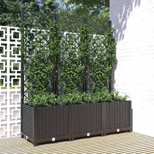 Berkfield Garden Planter with Trellis Black 120x40x136 cm PP