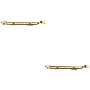 2 PACK - Victorian Casement Window Stay Handle & 2 Pins - 300mm Length Satin Brass Bar