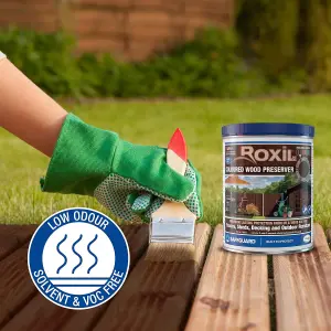 Roxil Wood Stain Preserver (1L Burnt Umber) - 5 Year Protection for Indoor & Outdoor Wood. No VOCs, Fast-Drying. 5 m Coverage