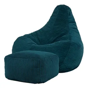 icon Dalton Corduroy Recliner Bean Bag Chair & Footstool Teal Green