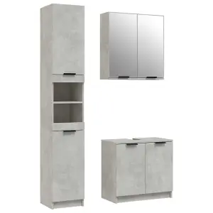 Berkfield 3 Piece Bathroom Cabinet Set Concrete Grey Engineered Wood