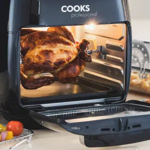 Cooks Professional Digital Air Fryer Oven with Rotisserie 11L Oil Free Cooking 2000W - Black