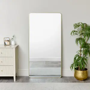 Melody Maison Large Gold Curved Framed Wall / Leaner Mirror 160cm x 80cm