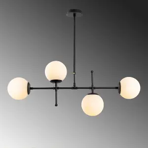 Luminosa Model 30 Deco 4-Light Globe Black Pendant Lamp Linear Adjsutable Height