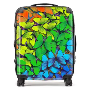 Multicoloured Butterfly Pattern Suitcase - Large