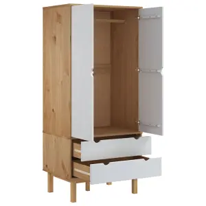 Wardrobe OTTA Brown and White 76.5x53x172 cm Solid Wood Pine