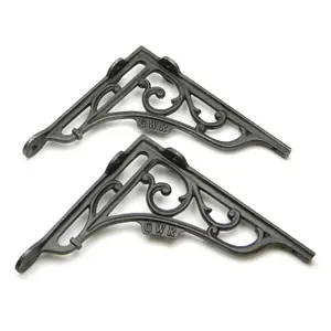 Oakcrafts - Pair of Antique Cast Iron 'GWR' Railway Shelf Brackets - 200mm x 175mm