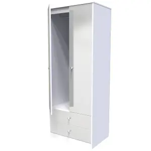 Taunton 2 Door 2 Drawer Wardrobe in Uniform Grey Gloss & White (Ready Assembled)