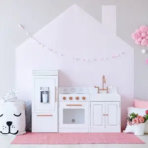 Teamson Kids Little Chef Paris Modular Wooden Play Kitchen, White/Rose Gold