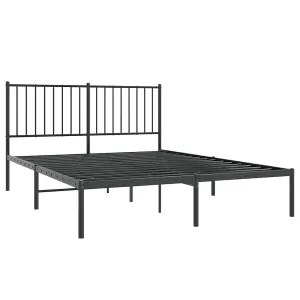 Berkfield Metal Bed Frame with Headboard Black 140x190 cm