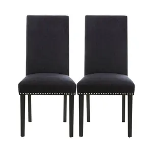 Richard Upholstered Dining Chair (Set of 2) Steel Grey Linen Effect / Black