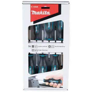 Makita E-10528 6 Piece Slotted Phillips + Pozi Screwdriver Set PH1 PH2 PZ2 PZ1