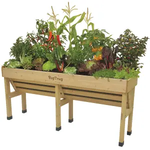 VegTrug Raised Garden Bed Wooden Planter -Medium Wall Hugger Natural