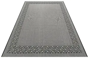 Black Bordered Modern Easy To Clean Rug For Dining Room-200cm x 290 cm