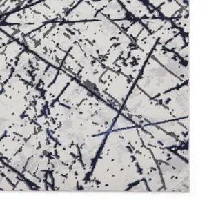 Blue Silver Abstract Easy to Clean Modern Rug For Dining Room Bedroom and Living Room-160cm X 230cm