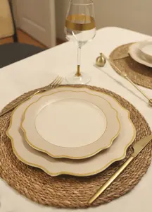 Rozi Jaswely Collection Porcelain Dinner Plates, Set of 6 - Sand Beige