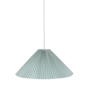 ValueLights Akira Blue Hanging Pendant Ceiling Light with Pleated Lampshade - LED Bulb Included