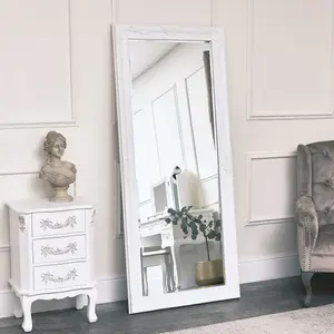 Melody Maison Large Ornate White Wall/Leaner Mirror 176cm x 76cm