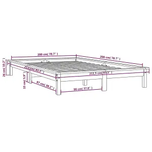 Berkfield Bed Frame Black 200x200 cm Solid Wood Pine