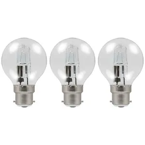 Crompton Lamps Halogen Golfball 18W B22 Dimmable Warm White Clear Energy Saver (3 Pack)