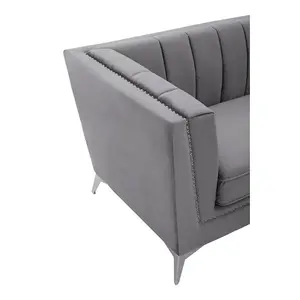 Interiors by Premier Hansa Three Seat Grey Velvet Sofa