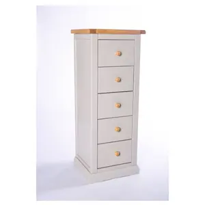 Loreo 5 Drawer Narrow Chest of Drawers Wood Knob