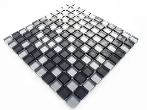 Glass mosaic on mesh for bathroom or kitchen 300mm x 300mm - Grey Graphite