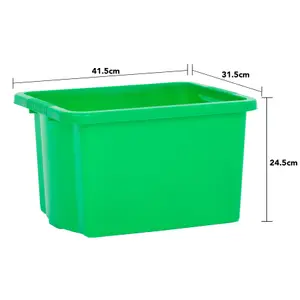 Wham 4x Stack & Store 24L Green Plastic Storage Boxes. Home, Office, Classroom, Playroom, Toys, Books. L42 x W32 x H25cm