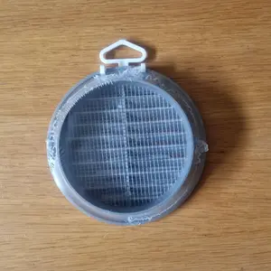 Silver Louvred Wall Vent Grille with Flyscreen for 100 mm / 4" Round Wall Outlet - Air Ventilation Duct Cover with Flange