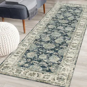 Silk Road Blue Perla Medium Runner, (L)180cm x (W)60cm