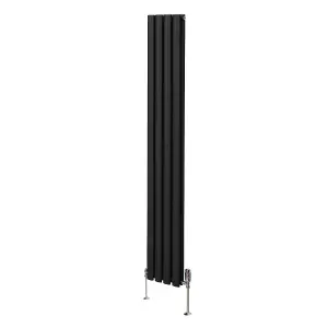 Oval Column Radiator & Valves - 1800mm x 240mm - Black