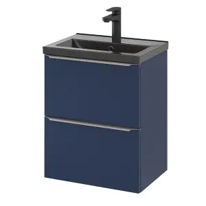 GoodHome Imandra Slimline Matt Blue Wall-mounted Bathroom Cabinet (H) 600mm (W) 500mm