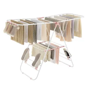 Steel Foldable Gullwing Drying Rack White/Pink / 147cm W x 56cm D