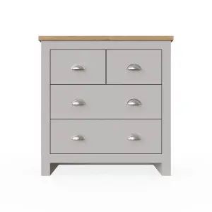 Lisbon Light Grey Bedroom Chest of Drawers 2+2 4 Drawer Storage Cabinet Furniture