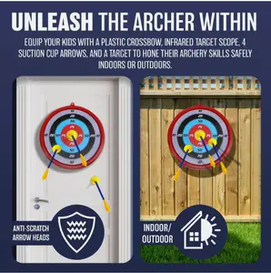 Kids Archer Set With Arrows Target Toy Gun Archery Xmas Gift Shooting Game