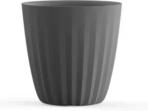 Crescent Garden Pleat Planter, Large Outdoor/Indoor Pot 15-Inch in Slate