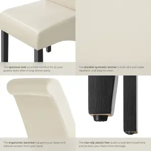 Dining Chair - ergonomic seat shape, high backrest, padded, faux leather - cream