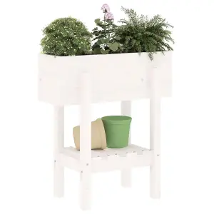 Berkfield Garden Planter White 62x30x69 cm Solid Wood Pine