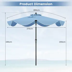 Costway 9FT Patio Umbrella 2-Tier Heavy-Duty Market Table Umbrella Crank Handle