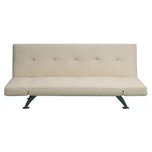 Venice Faux Leather Sofa Bed In Cream With Chrome Metal Legs