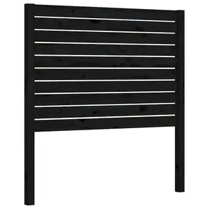 Berkfield Bed Frame with Headboard Black Single Solid Wood