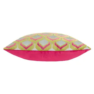 Ledbury Geometric Square Throw Cushion Covers Lime/Pink