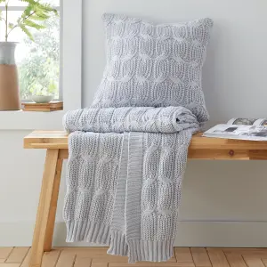 Catherine Lansfield Chunky Marl Knit Cosy 45x45 cm Cushion Silver Grey