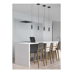 Luminosa Marley Modern Slim Pendant Ceiling Light Black Matt - UK Stock