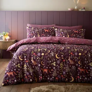 Enchanted Twilight Animals Duvet Cover Set Purple / Double Duvet Cover + 2 Standard Pillowcases