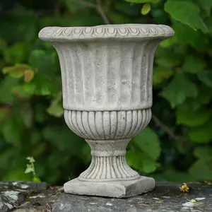 Victorian Stone Urn Fluted Outdoor British Made Garden Ornament Planter