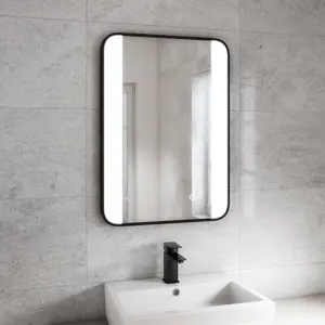 Noir 700mm x 500mm Black Frame Mirror with Colour Change (11851)