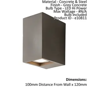 Wall Light Grey Concrete 2 x 3.4W LED Bulb Included Living Room e10811