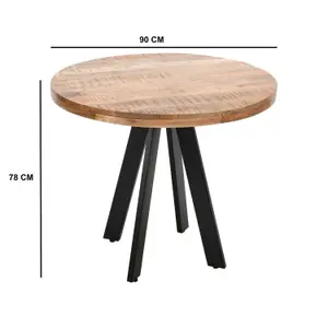 Merlin Mango Wooden 4 Seater Round Dining Table Set With 4 Chairs